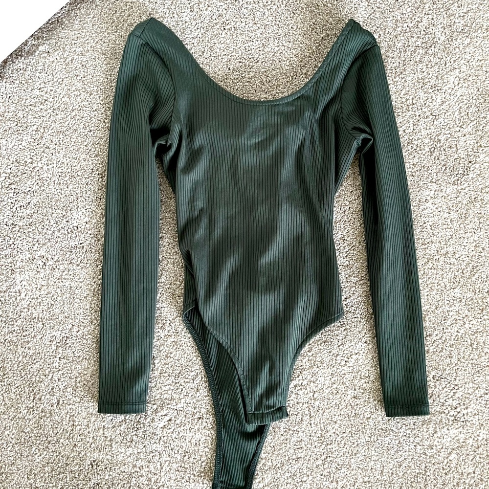Topshop bodysuit in forest green